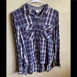 Roxy Purple Plaid Top
